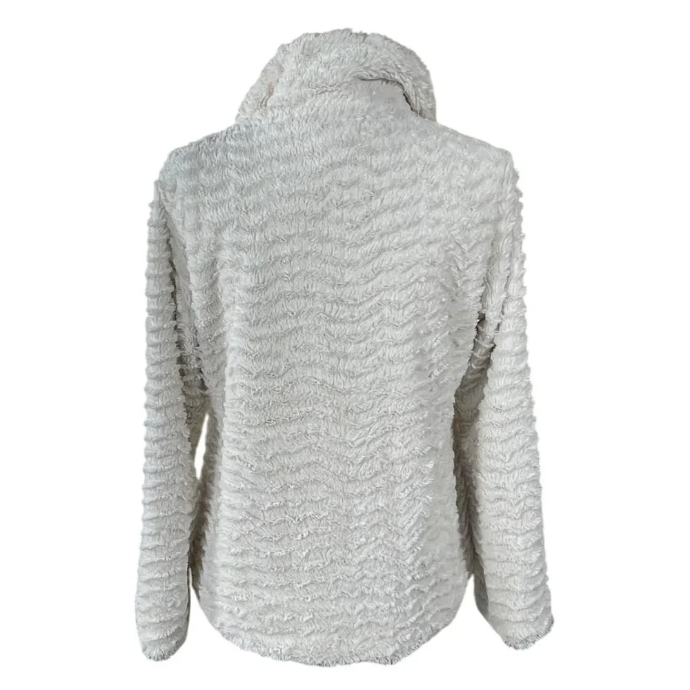 Patagonia Pelage Fleece Jacket M Medium Cream Fuzzy Double Breasted - Picture 3 of 9